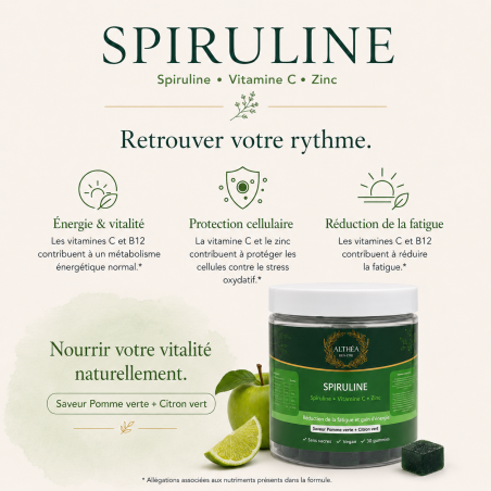 ALTHÉA Spirulina Gummies – Vitamin C, Zinc & Vitamin B12 – Green Apple & Lime