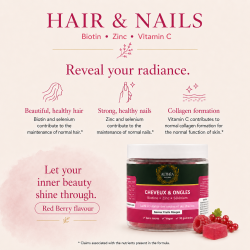 Gummies Cheveux & Ongles ALTHÉA – Biotine, Zinc et Sélénium – Fruits Rouges